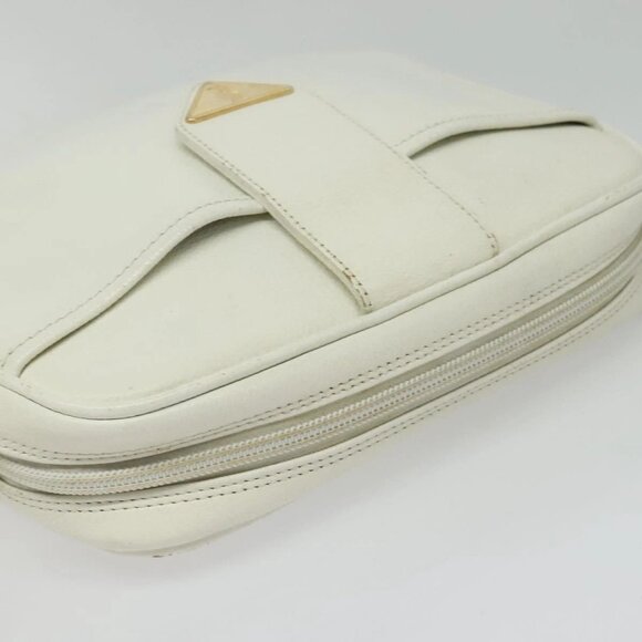 SAINT LAURENT Shoulder Bag Leather White Gold Auth BA4681 - Picture 7 of 16